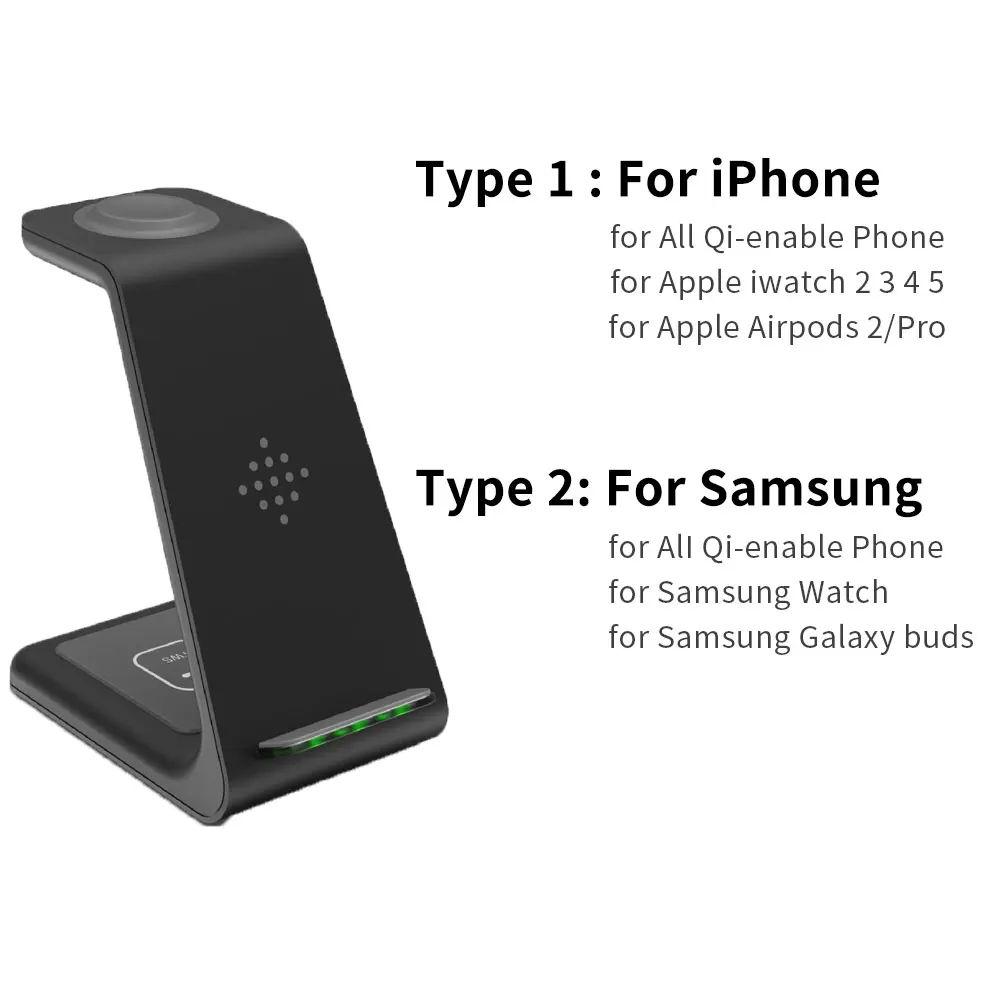 

3 in 1 Wireless Charger For Samsung S10 Plus Note 10 iPhone Wireless Charging Dock Station for Samsung Watch Active Galaxy Buds