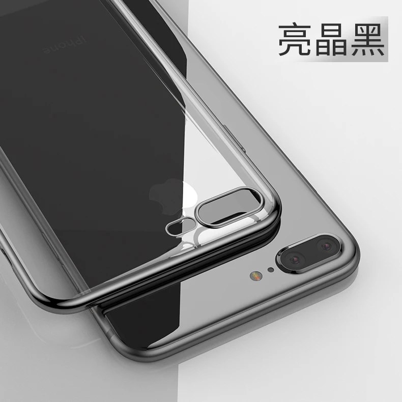 Роскошный обшивка прозрачный мягкий кремний чехол для телефона для iPhone 6 s 6S 7 7S iPhone 8 Plus X 10 11 Pro XR XS Max 5 5S 5SE Тонкий чехол - Цвет: Черный