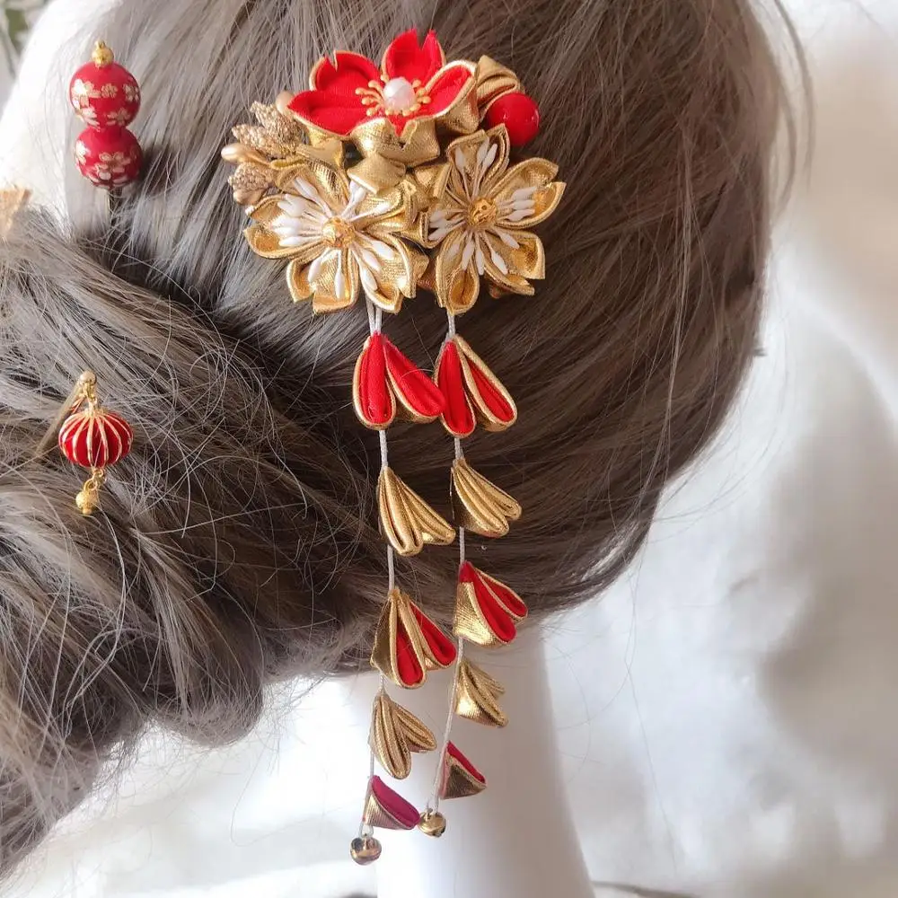 Японский стиль Seiko двойной цветок кулон тонкая шпилька аксессуары для волос