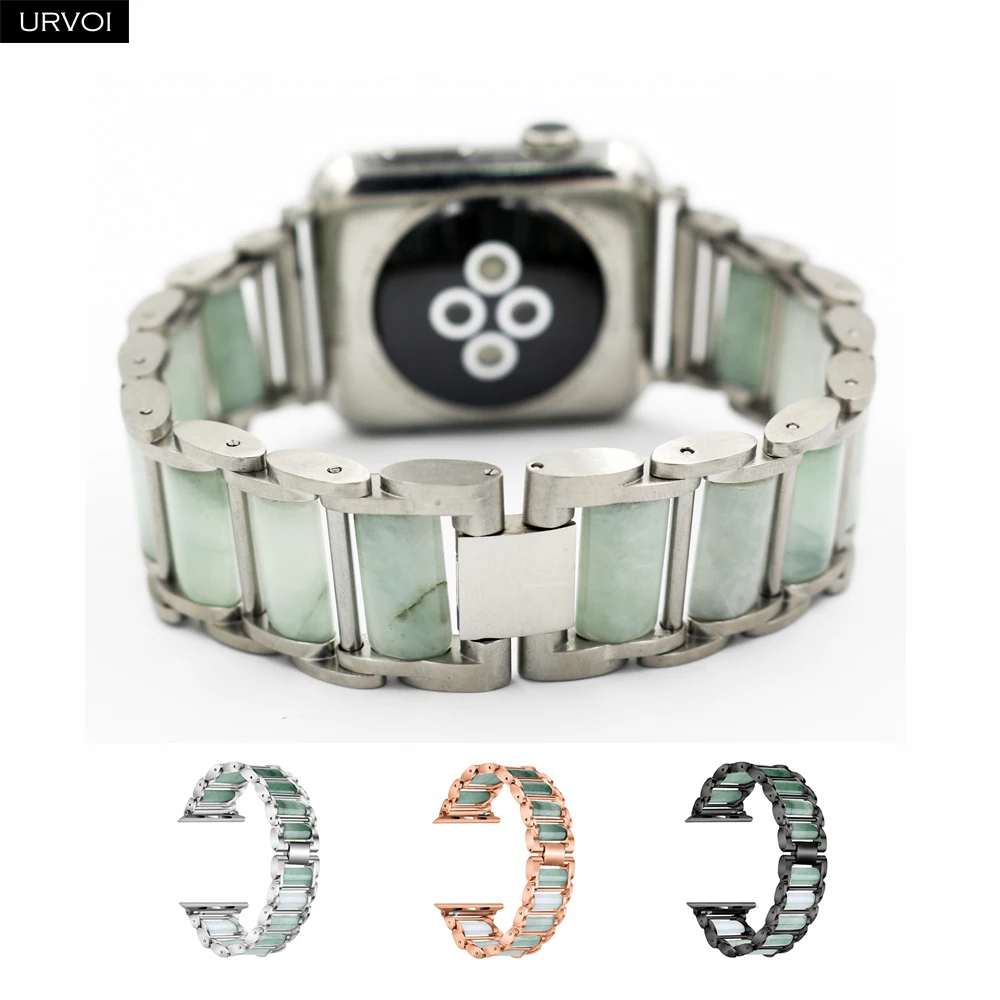 Браслет URVOI для Apple Watch series 6 SE 5 4 3 2 1 браслет из нержавеющей стали с агатовым