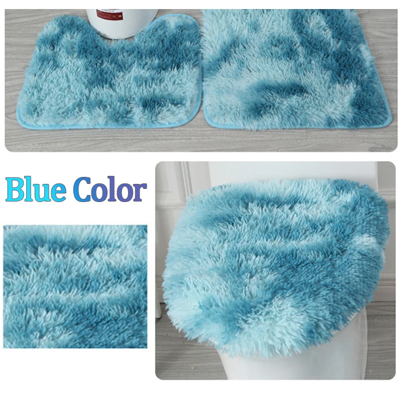 3pcs plush bathroom bath mat non slip bath carpets rectangle u shape bathroom toilet rugs toilet lid cover wc accessories free global shipping