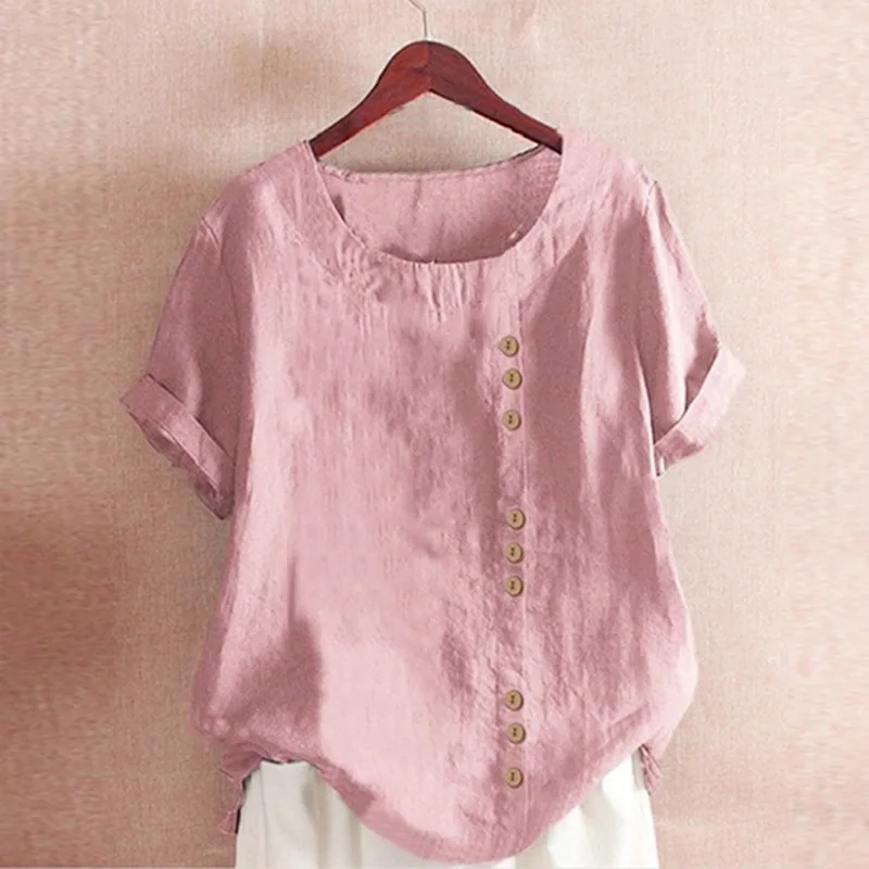 

Brand Blouses Woman Clothing Summer Office Lady Big Size Tunic Tops 2021 Casual Short Sleeve Print Shirt Blouse Blusa Feminina