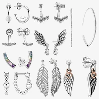 authentic s925 sterling silver shining rainbow wings earrings womens fashion silver earrings jewelry gifts