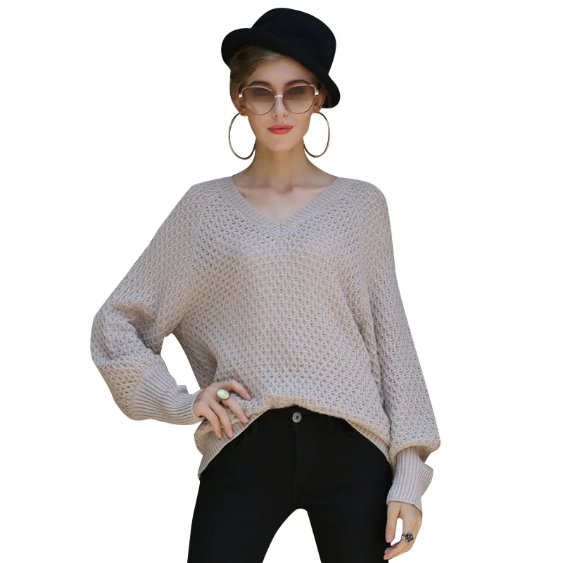 

2019 Knitted Women O-neck Sweater Pullovers Spring Autumn Women Sweaters Pullover Loose Fit Black Cheap Top