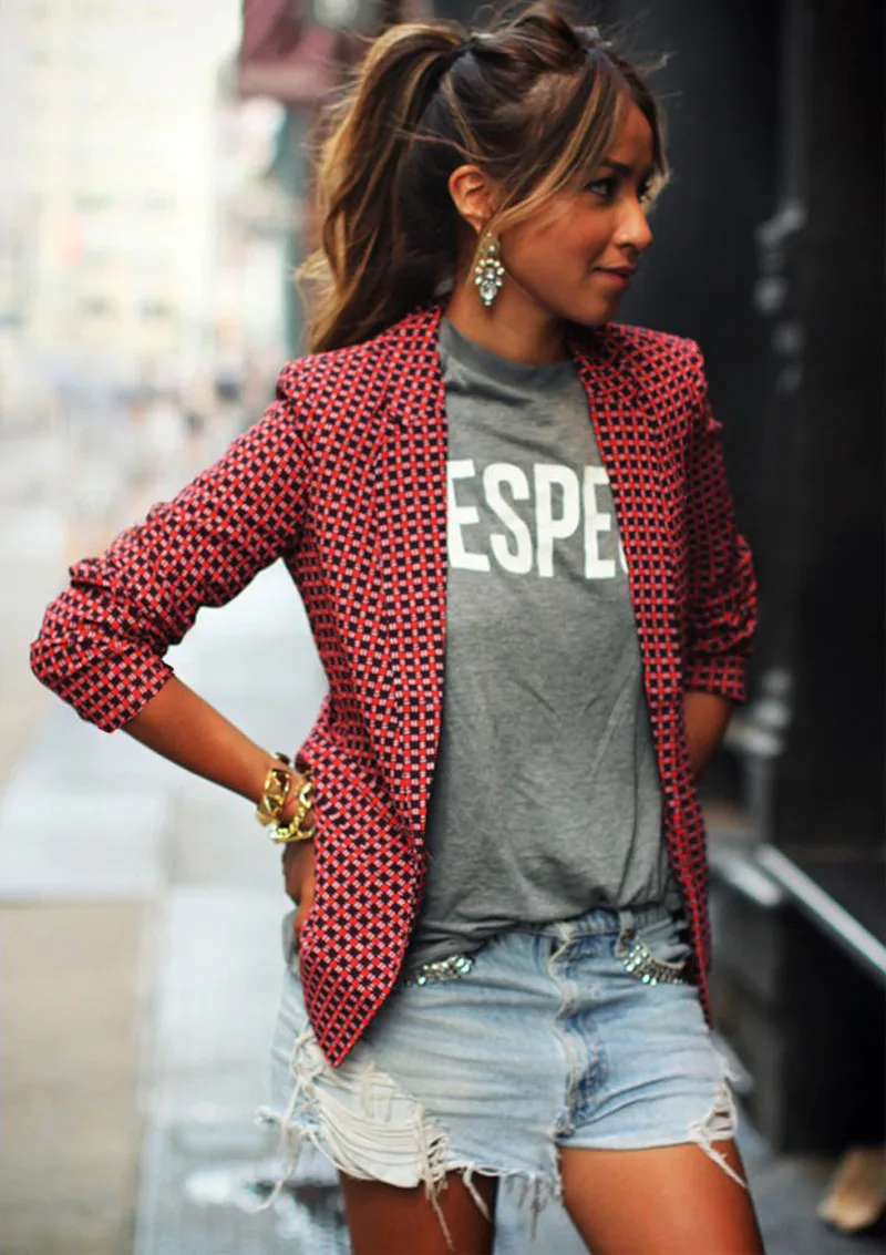 ZOGAA 2019 NEW Fashion Autumn Women's Blazer Jacket Red Coat Women Casual Slim Fit Plaid Jackets Clothing | Женская одежда