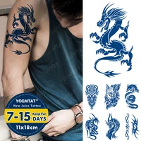 juice ink tattoos body art lasting waterproof temporary tattoo sticker wolf fire totem tatoo dragon demon arm fake tatto men