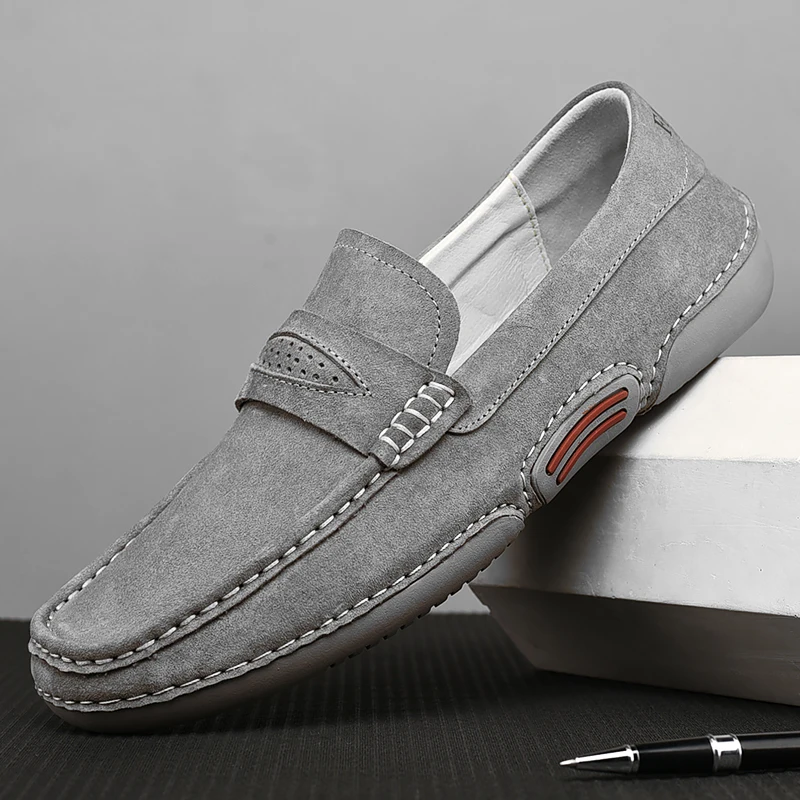 

2021 New Men's Soft Leather Casual Shoes Luxury Brand Fashion Suede Loafers Moccasins Breathable Non-Slip Driving Shoes Big Size