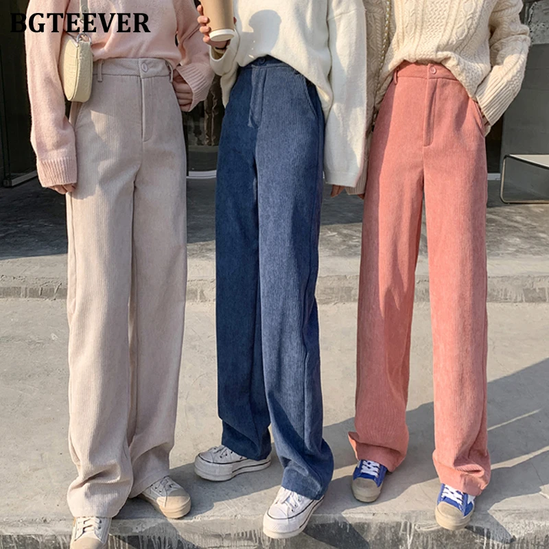 

Модные стильные женские брюки BGTEEVER из искусственной кожи на одной пуговице, Осень-зима, женские свободные брюки с высокой талией и широкими ...