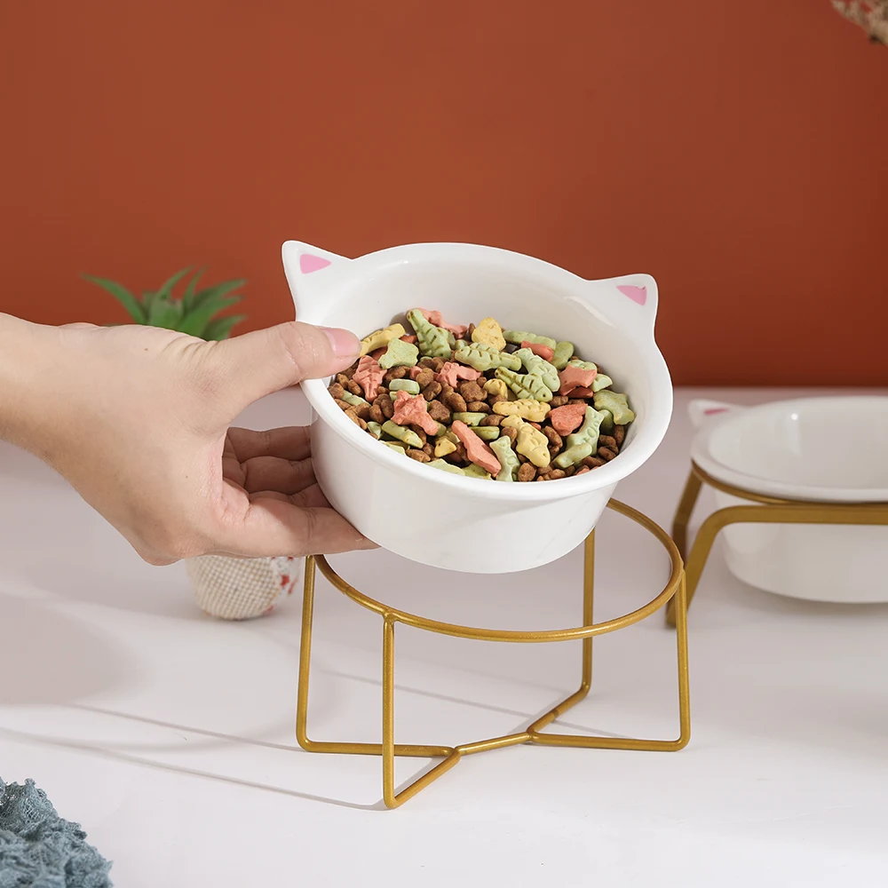 Керамика наклоне повышенной миска для кошек и собак поднятый кошка Еда воды Чаша