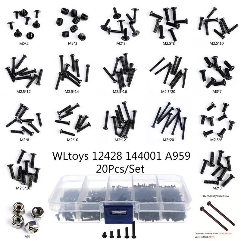 Wltoys 12428 RC автомобильные запасные части 20Pcx/набор винтов винты с плоской головкой