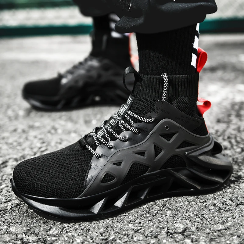 

Spring 2021 Men Running Sports Shoes Breathable Athletic Men Shoes High Top Men Sock Jogging Sneakers Big Size Mens Shoe Style