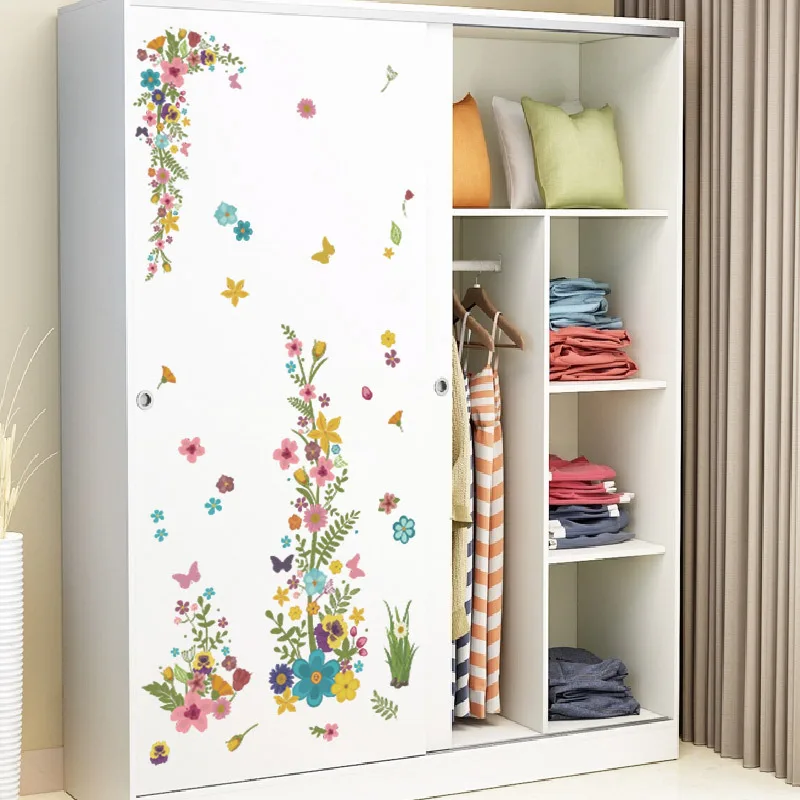 

Colorful Flower Vine Wall Stickers Mural Bedroom Living Room Background Home Decoration Beautify Wallpaper Removable Art Decals