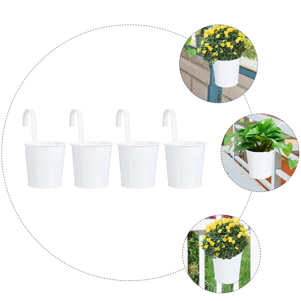 

4pcs Hanging Flower Pots Balcony Hanging Bucket Flower Holder Flower Planter