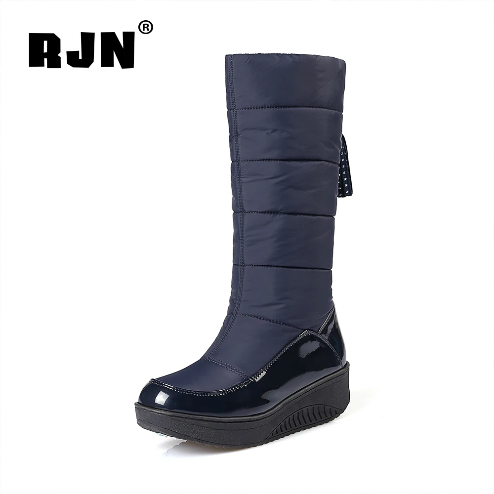 

RJN New Autumn Mid-calf Boots Casual High Quality Breathable Handmade Boots Warm Short Plush Anti-skid Platform Shoes WomenRO376