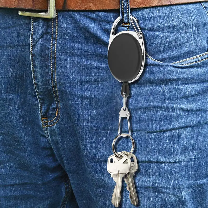 5pcs Retractable Key Chain Reel Badge Holder Fly Fishing Zinger Retractor with Quick Release Spring Clip Accessories | Спорт и