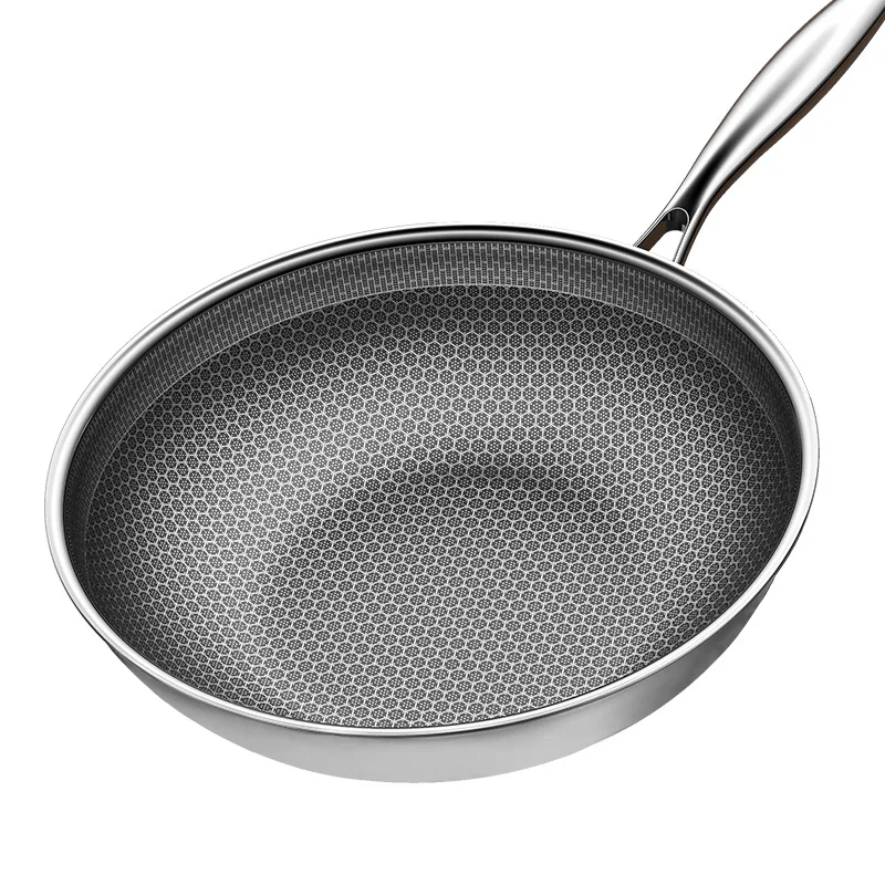 

304 Stainless Steel Pan Non-stick Pan Omelette Steak Frying Pancake Pan Induction Cooker Gas Stove Universal