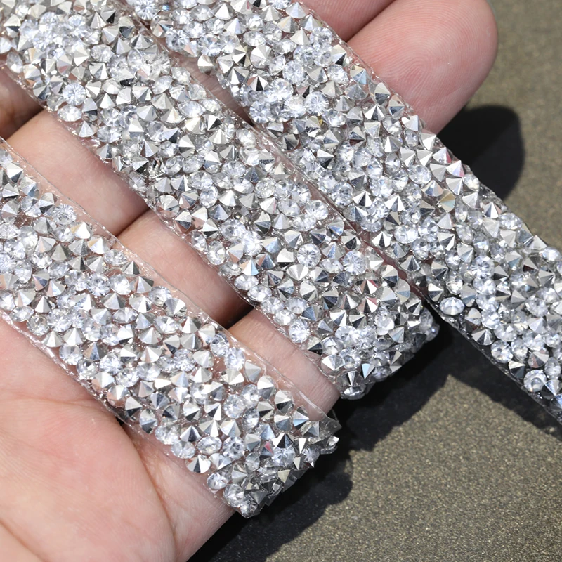 1 ярд блестящие стразы с горячей фиксацией мотивы лентой кристаллы термоклейкие