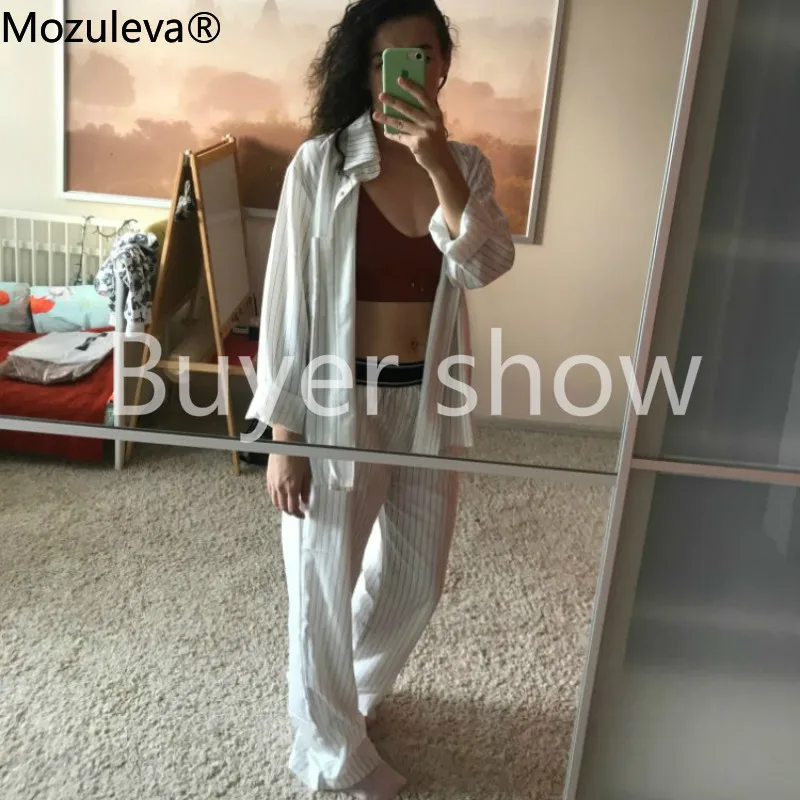Mozuleva Women's Summer Two-piece Home Suit for Spring / Autumn Thin Long-sleeved Cotton Pants Pajamas Women | Женская одежда