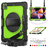 case for ipad pro 12 9 11 10 5 10 2 9 7 2020 2021 air4 10 9 mini 4 5 with pencil holder hand held shoulder back shockproof cover