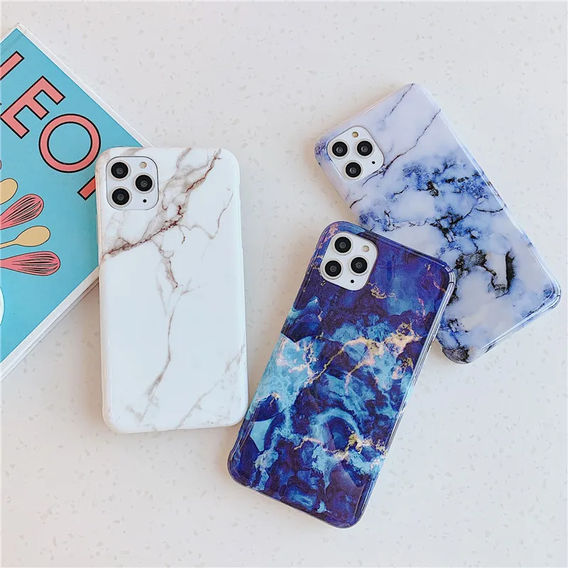 

Marble Stone Texture Phone case For iPhone 11 12 Pro Max 7 8 Plus X XR XS Max Soft IMD Silicone Shockproof Back Cover Case