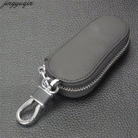 jingyuqin leather car key wallet men key holder housekeeper keys organizer women keychain covers zipper key case bag pouch purse