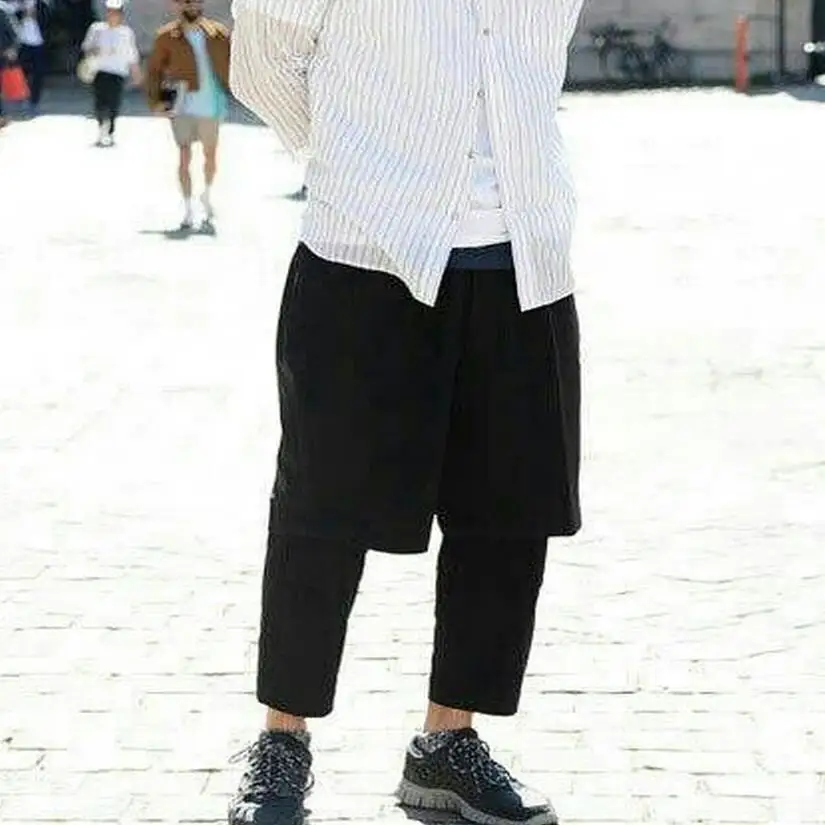 

United Europe The States Spring And Autumn Large Size Casual Pants Fake Two-piece Black Men's Trousers / 27-40