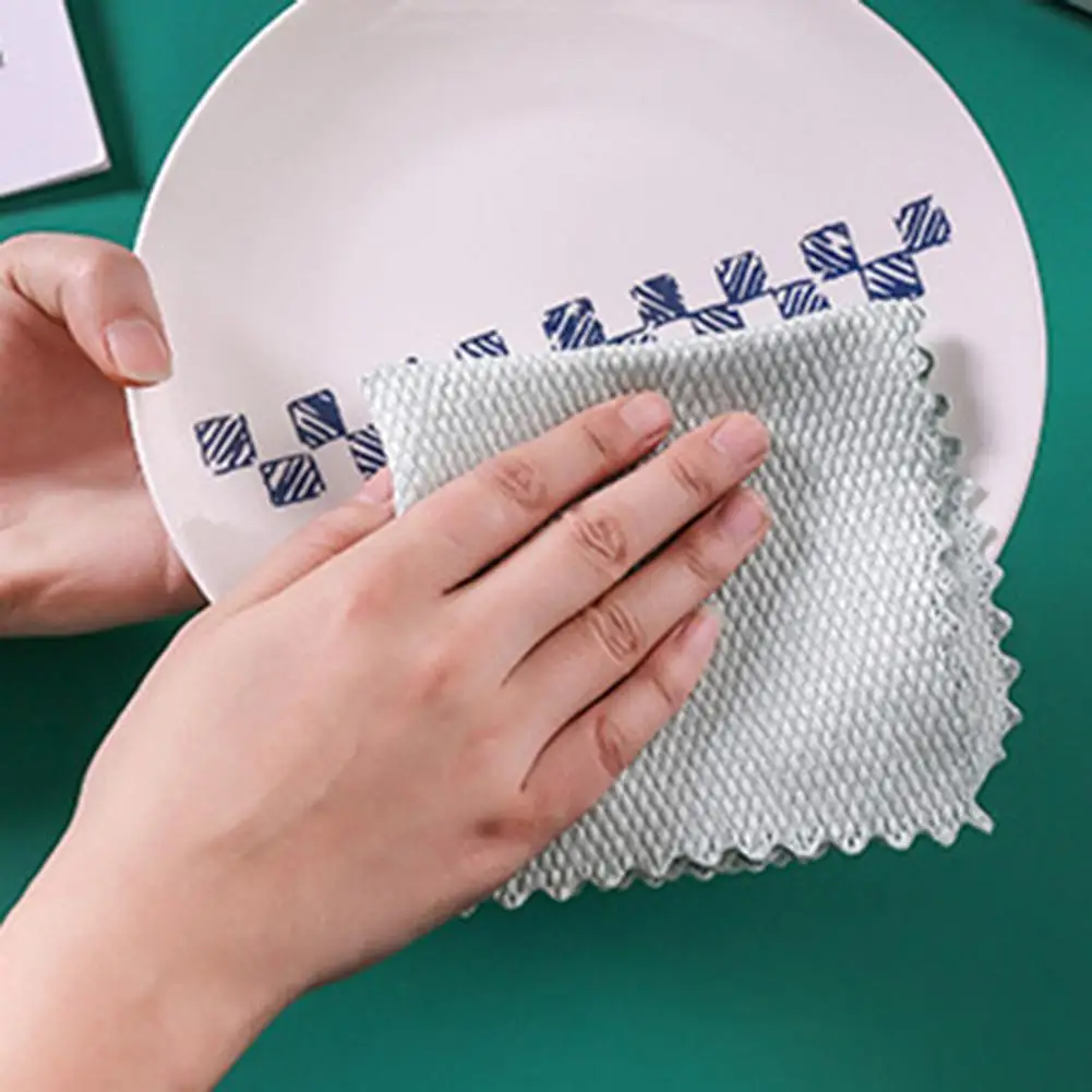 Fish-scale Nano Scale Cleaning Cloth Super-absorbent Glass Non-stripe Towel Rag Fish Reusable Absorbent | Дом и сад