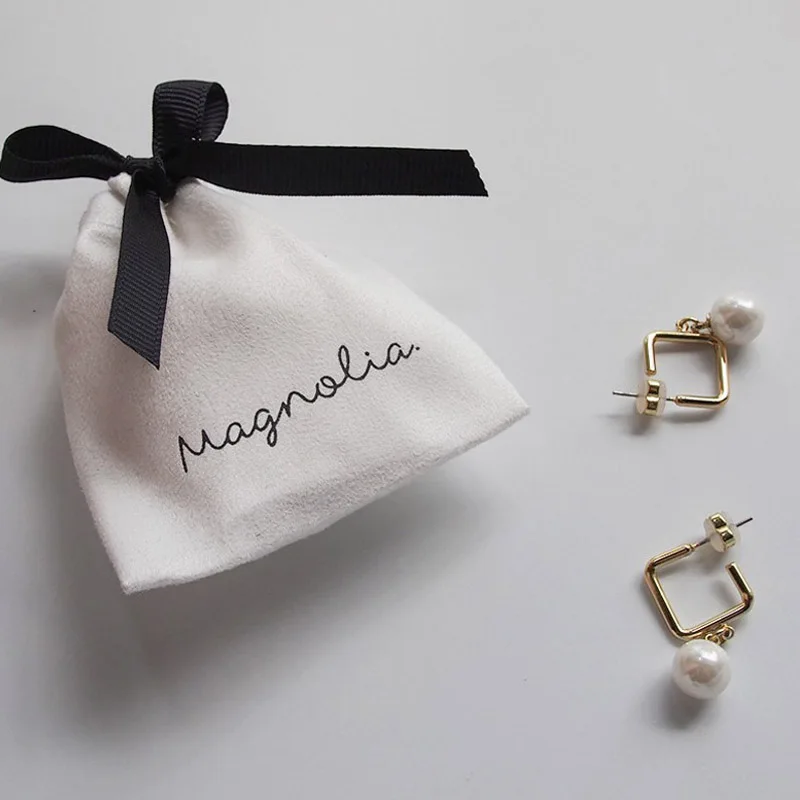 Белые фланелевые подарочные пакеты с логотипом на заказ мешок для ювелирных