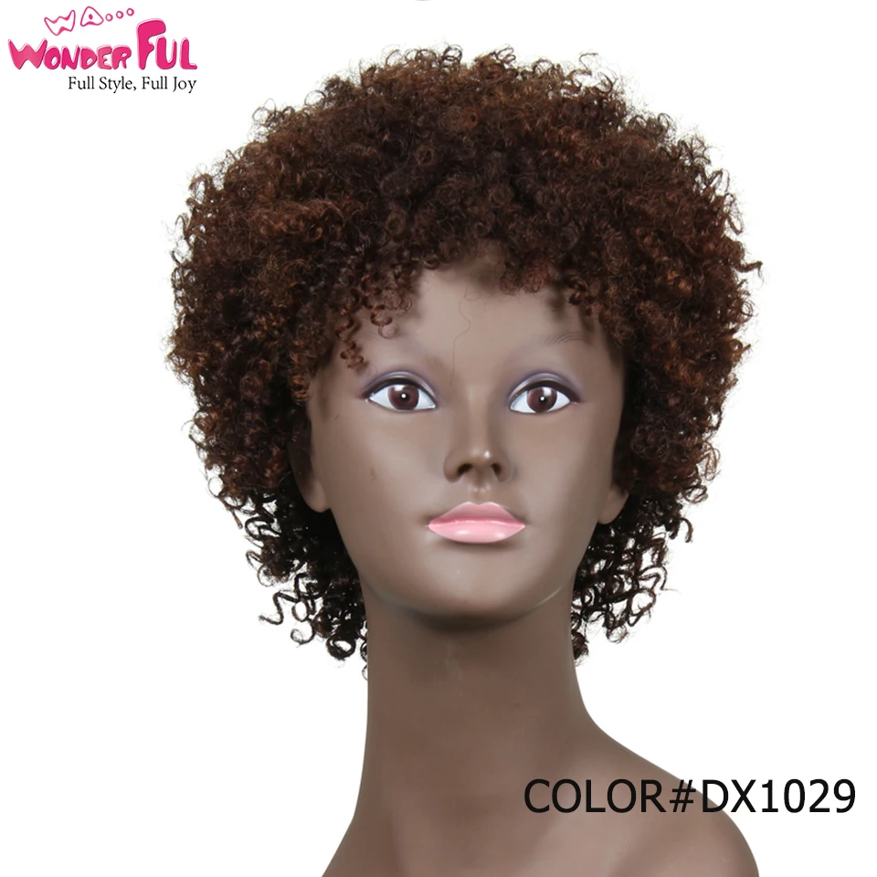 Замечательный парики из натуральных волос бразильские афро кудрявый вьющиеся