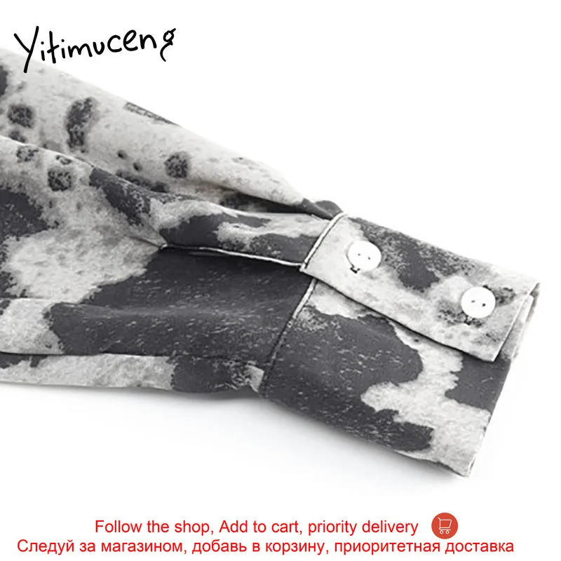

Yitimuceng Vintage Printing Blouse Women Button Shirts Loose New Spring 2021 Fashion Korean Clothes Long Sleeve Tops