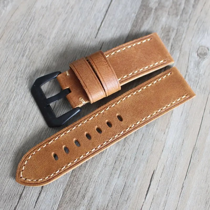 

Brown Cow Leather Handmade Strap 20mm 22mm 24m Fit for PAM