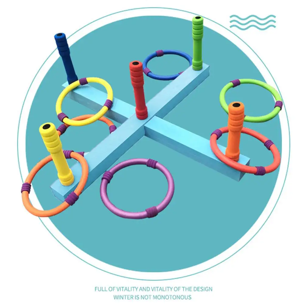 

Kids Adult Toss Game Set with 6 Rings EVA Hoop Throw Outdoor Fun Puzzle Play Toy