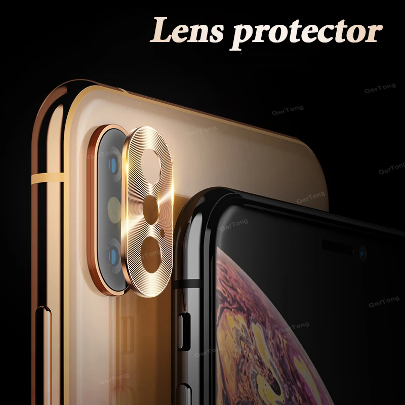 Защитный чехол для камеры с объективом для iPhone X 7 8 Plus XS Max XR с покрытием кольца из алюминия