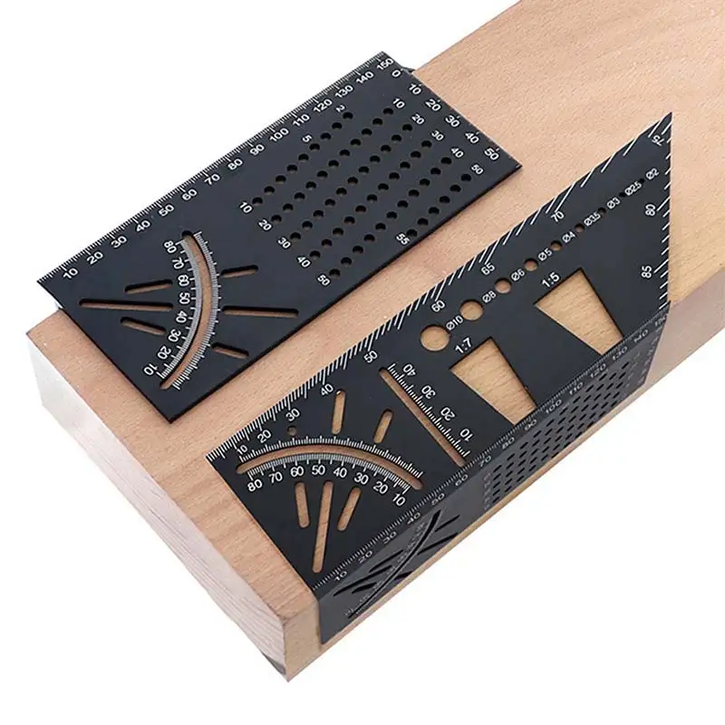 

45+90 Degree WoodWorking Ruler Square Woodworking Scribe Measuring Measure Tool with Gauge and Ruler Convenient High-quality