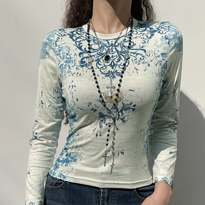 

Женская футболка с длинным рукавом и графическим принтом, в стиле 90-х