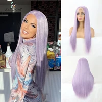 long straight hair purple color synthetic wigs for fahison women light purple lace front wigs with natural baby natural soft