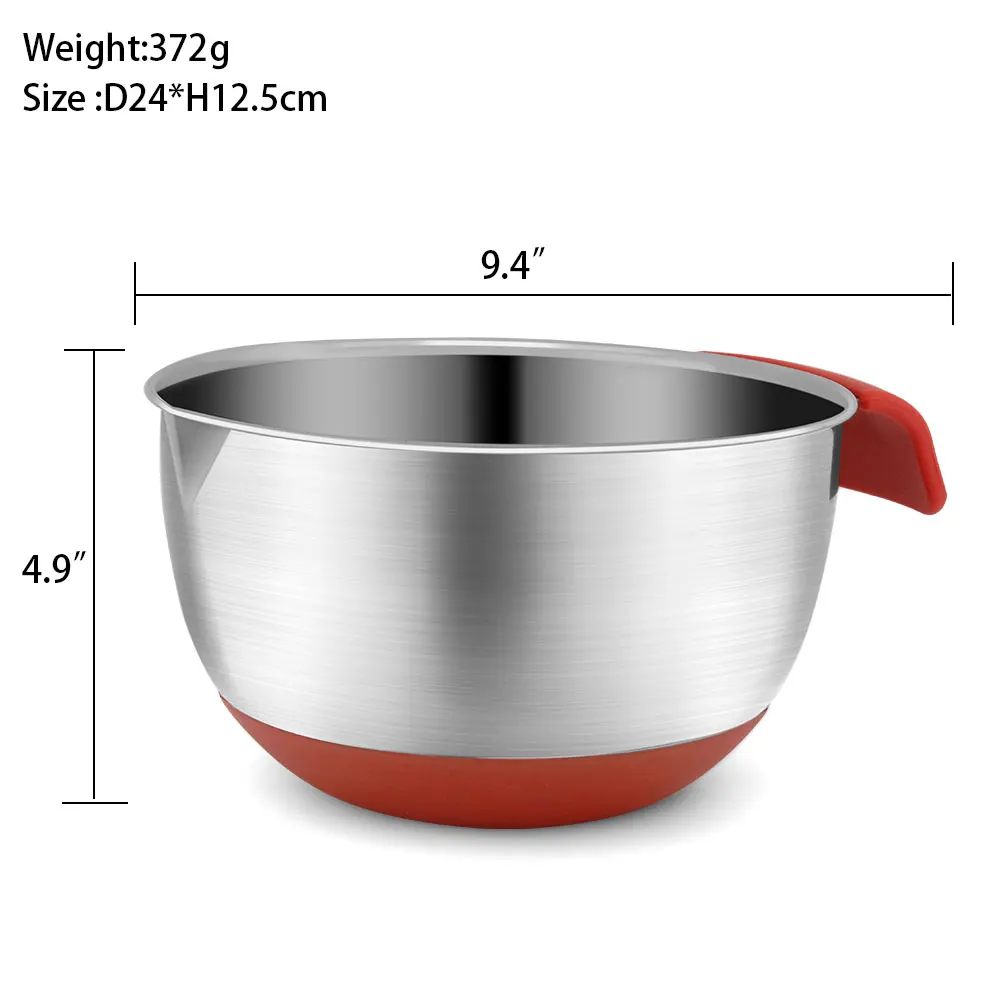 Silica gel handle mouthing bowl stainless steel 304 and basin salad cake food container cooking baking kitchen tool | Дом и сад