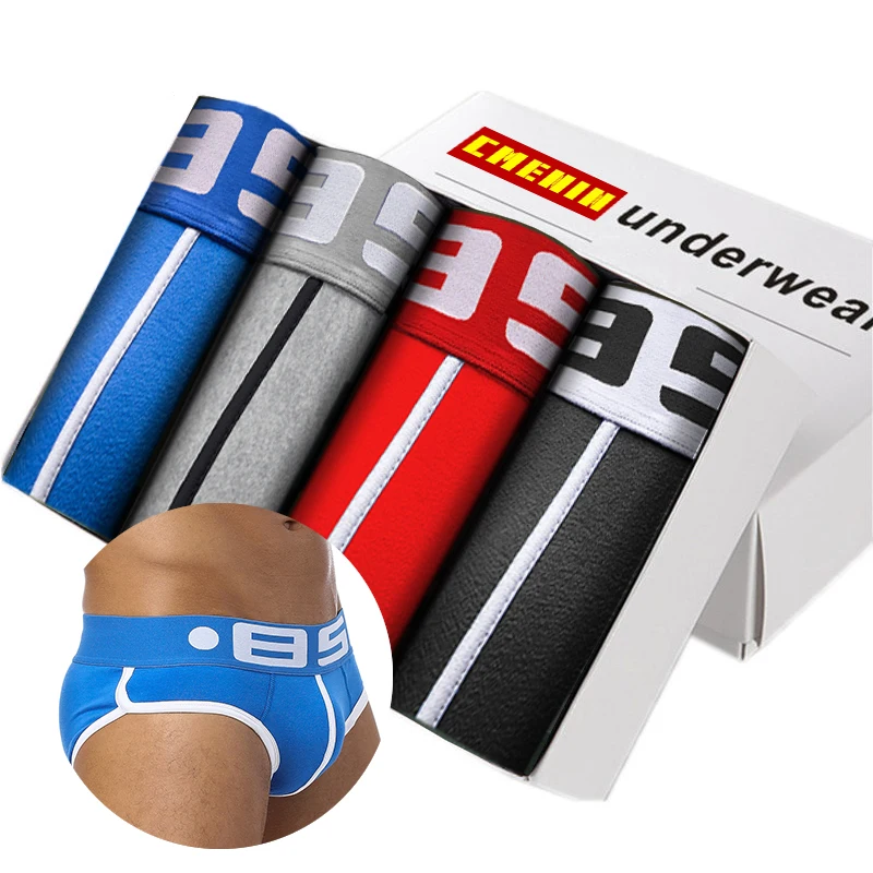 4 шт. Брендовое сексуальное нижнее белье мужские трусы модные бикини короткие с