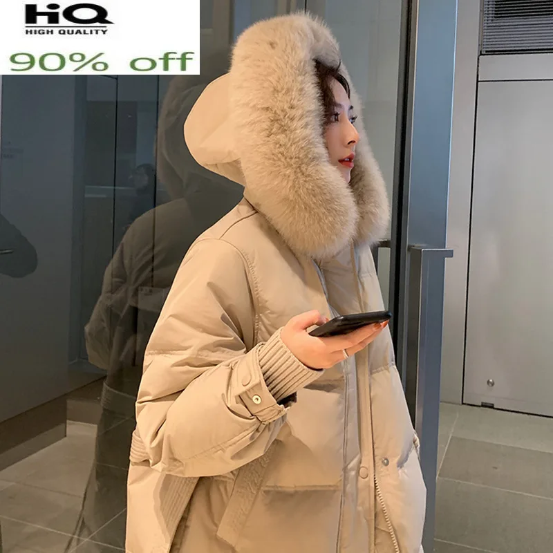 Women's Winter Down Jackets Fox Fur Collar Jacket Thick Coat Female Jacket Woman Hooded Womens Clothing Parkas YRF104 WPY865