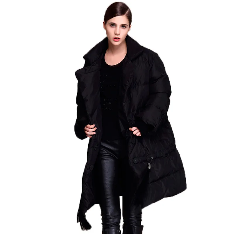 Парки женские утепленные двубортные пальто с кисточками негабаритных средней