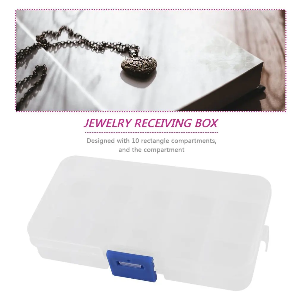Пластиковая 10 слотов регулируемая коробка для хранения ювелирных изделий чехол