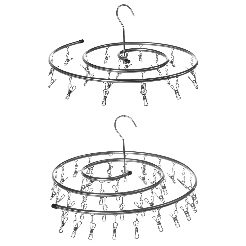 Бесконтактная стальная сушилка для белья с зажимами прищепки спиральная вешалка