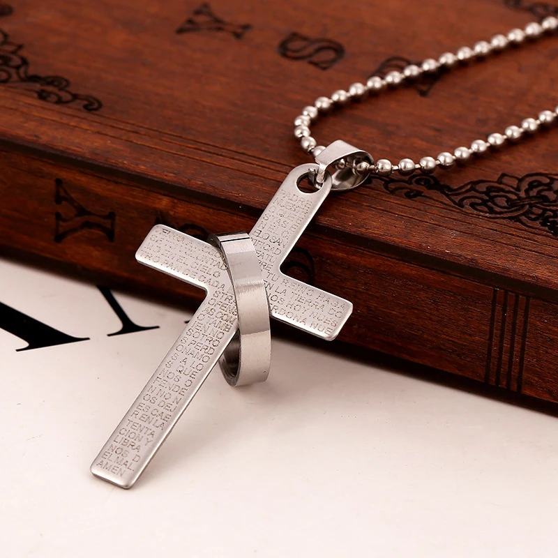 Новый Модный кулон из нержавеющей стали христианская Библия молитвенный крест