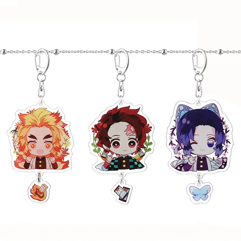 Аниме демон убийца Kimetsu No Yaiba Kochou Shinobu Rengoku Kyoujurou Kanroji Mitsuri брелок Подвеска Фигурки