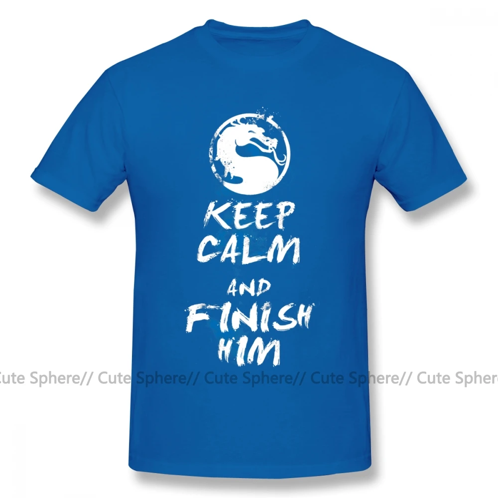 Mortal Kombat, Футболка Keep Calm, потрясающая уличная футболка, 100 хлопок, большие размеры, короткий рукав, Мужская футболка с принтом - Цвет: Blue