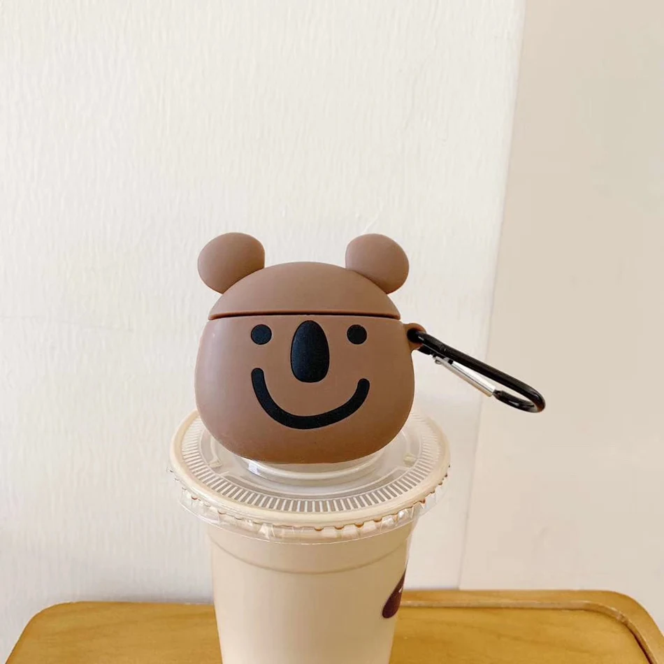 482 Earphone Case For Airpods 2 Case Silicone Bear Cat Pig Cartoon Headphones Cover For Apple Air pods 1 Case For Earpods Key ring - Цвет: 482