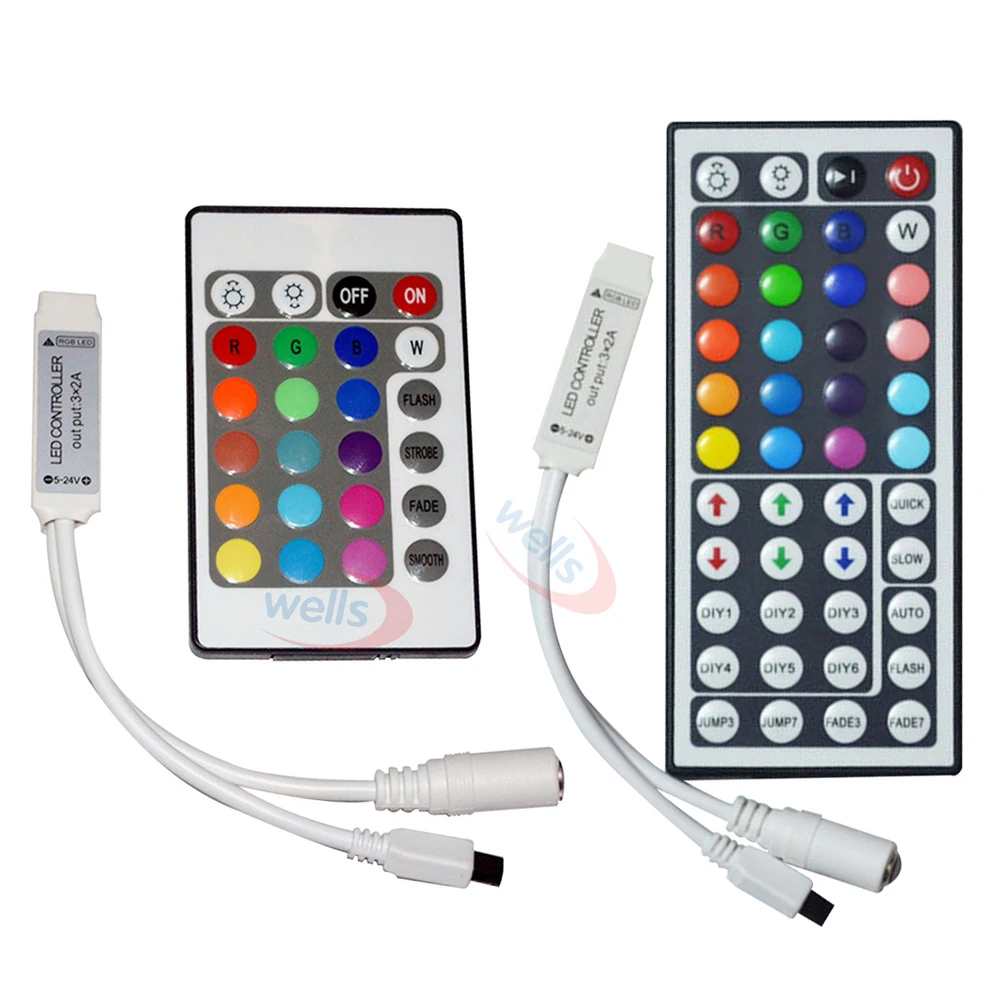 

DC12V 24V Mini 3key 10key 17key 24key 44key RGB контроллер для 5050 3528 2835 Светодиодная лента