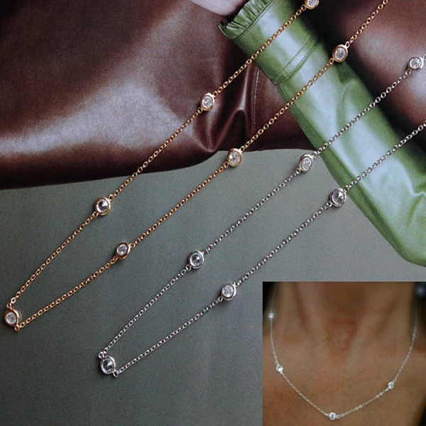 Новинка 2015 модное женское ожерелье AAAA из фианита серебряная цепочка|chain necklace|fashion