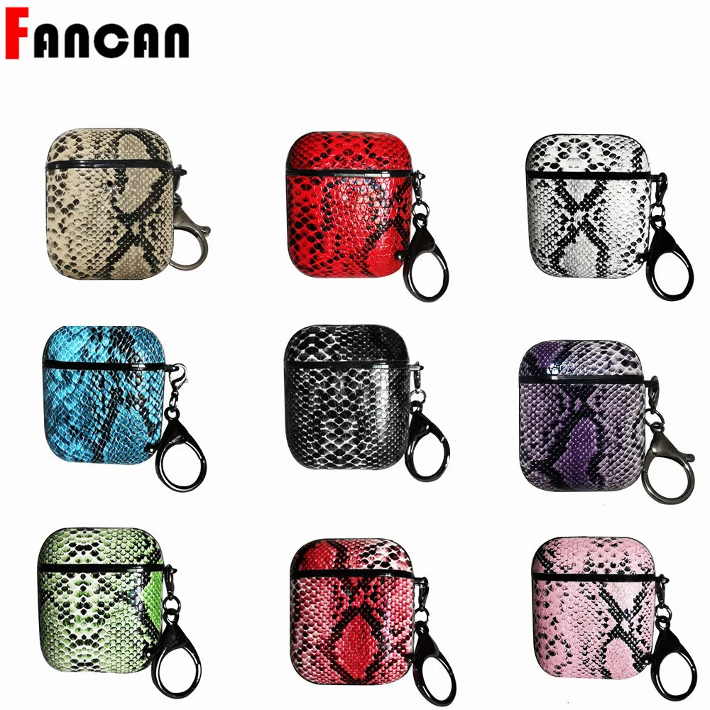 

Чехол для airpods pro, пластиковый чехол со змеиной кожей, жесткий чехол с брелоком, защита от потери, Роскошный чехол для apple airpods pro 2 1