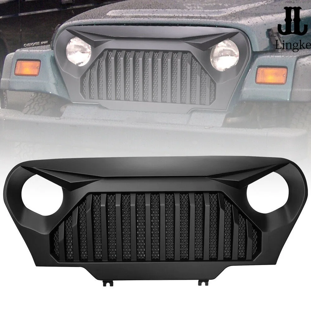 Решетка переднего бампера матовая Черная решетка Angry Bird для Jeep Wrangler TJ 1997